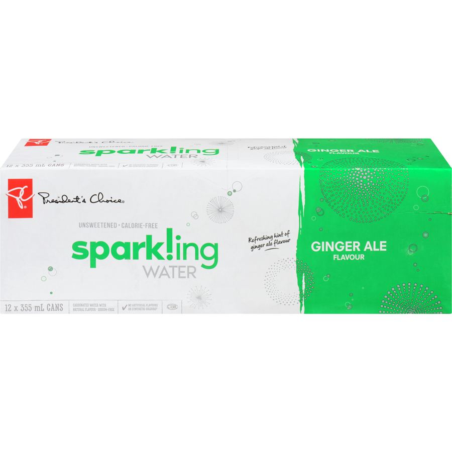 PC Ginger Ale Sparkling Water 12x355ml +$1.20DEP