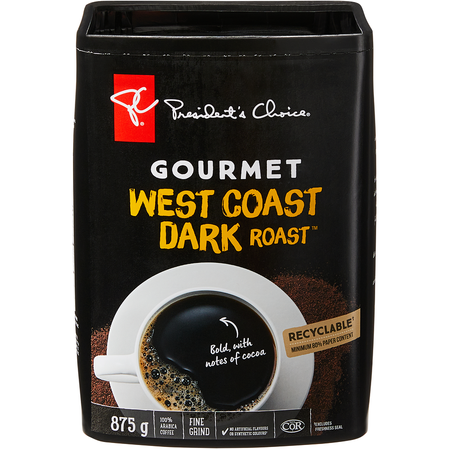 PC West Coast Dark Roast Ground Coffee 875 G