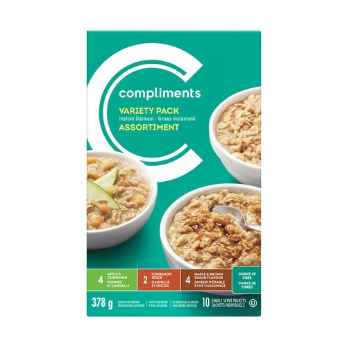 Compliments Variety Pack Instant Oatmeal - 10 x 38g