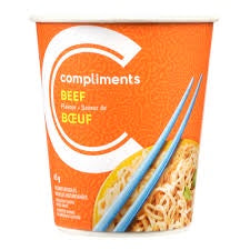 Compliments Beef Noodles In-A-Cup - Case of 12 x 65g