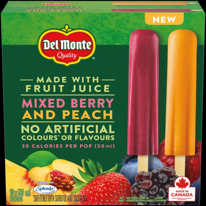 Del Monte Berry and Peach Ice Pops - 10pk
