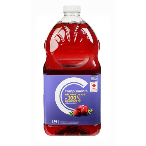 Compliments Cranberry 100% Juice Blend 1.89L +$0.25DEP