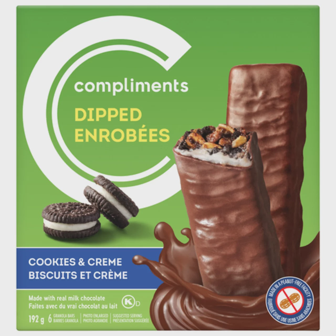 Compliments Dipped Cookies & Cream Granola Bars - 192g