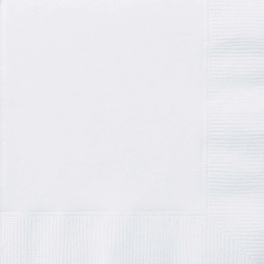 White Solid Beverage Napkins, 50ct