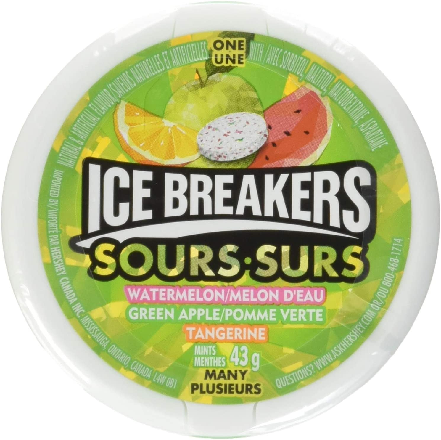 Ice Breakers Sours Watermelon Tangerine Green Apple 43 g