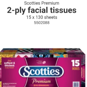 Scotties Tissue-2 Ply x 130 Sheets -20 boxes/ pk