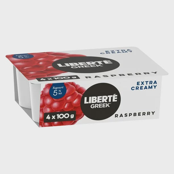 Liberte Greek 5% Raspberry Yogourt- 4 x 100 g