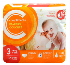 Compliments Little Ones Size 3 Jumbo Diapers 32 EA