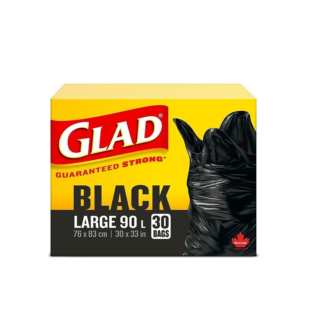 Glad Black Garbage Bags-Easy Tie 90L x30