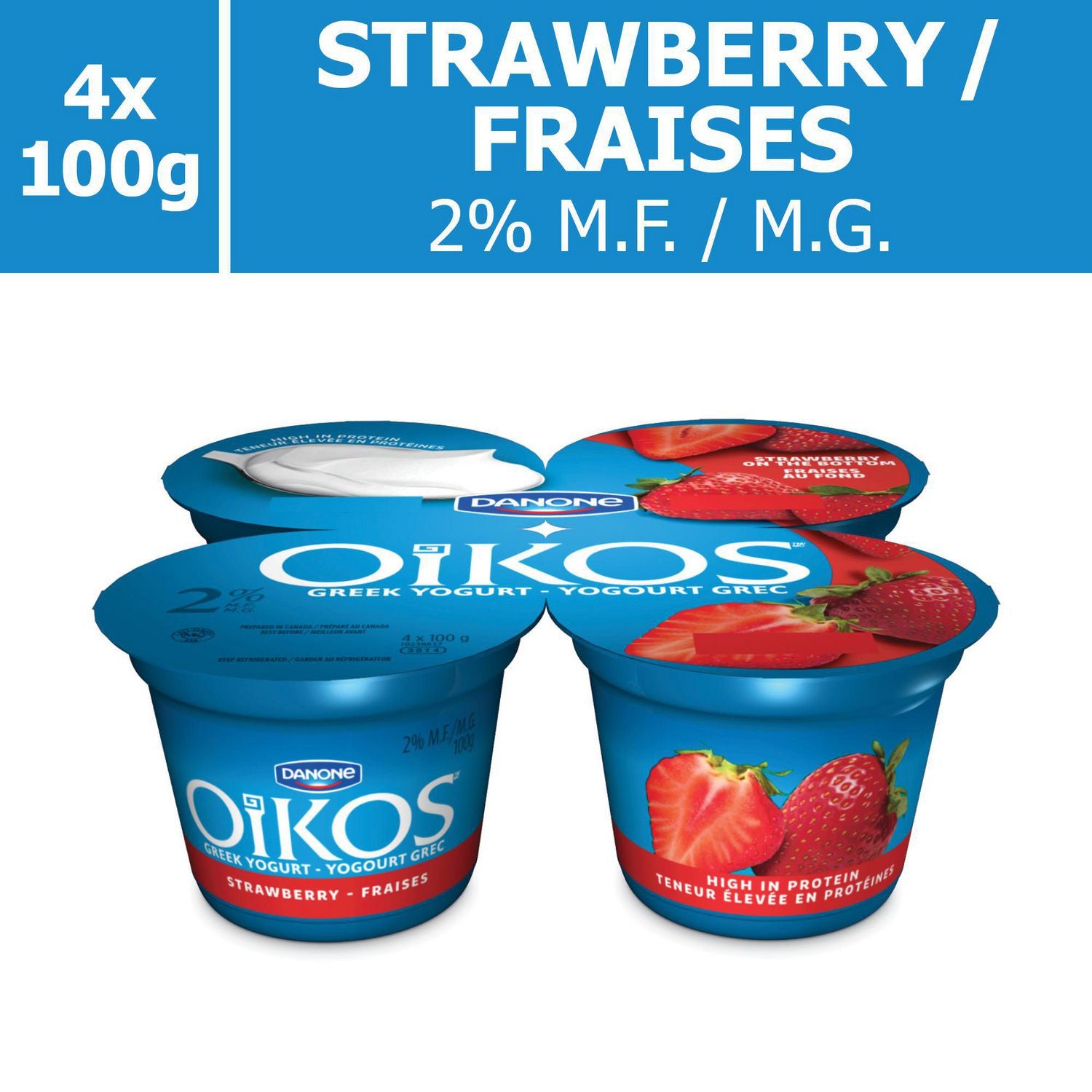 Oikos Greek Yogurt 2% - 4 x 100g - Strawberry