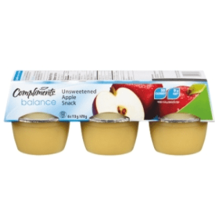 Compliments Unsweetened Apple Snack Cups - 6 x 113 g