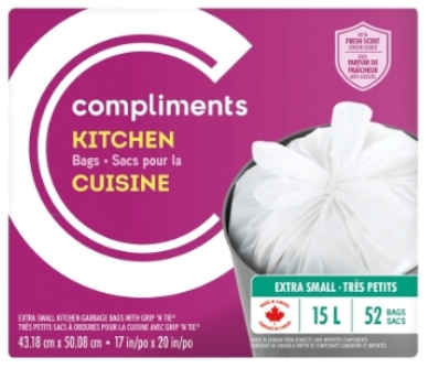 Compliments Scented Garbage Bags 15L - 52ct