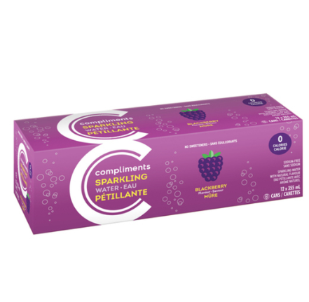 Compliments Blackberry Sparkling Water 12 x 355 ml +$1.20 Dep