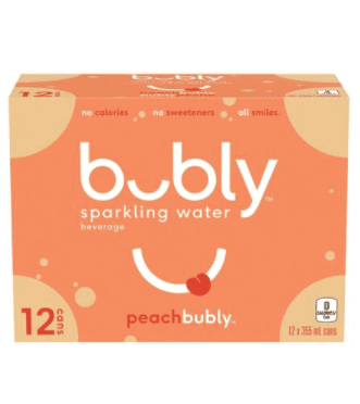 Bubly Peach Sparkling Water - 12 x 355ml + $1.20 Dep