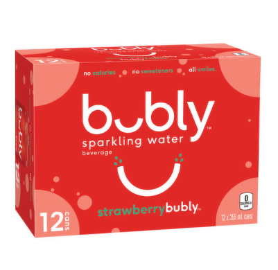 Bubly Strawberry Sparkling Water - 12 x 355ml + $1.20 Dep