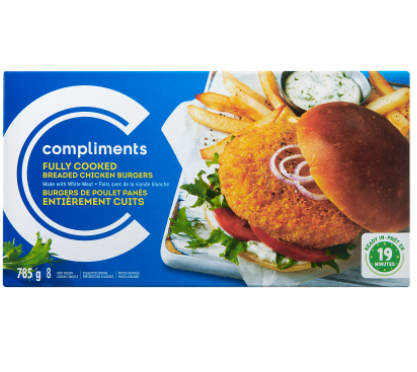 Compliments Breaded, Fully Cooked Chicken Burger 1.47 KG