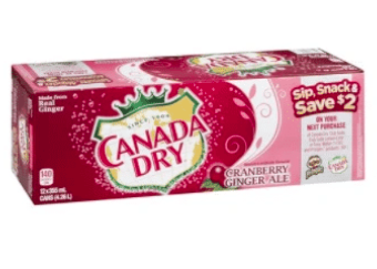 Canada Dry Cranberry Ginger Ale - 12x355ml + $1.20 Dep