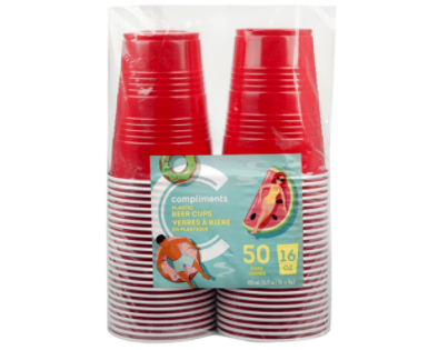 Compliments-Disposable-16oz Red Plastic Cup 50 ct