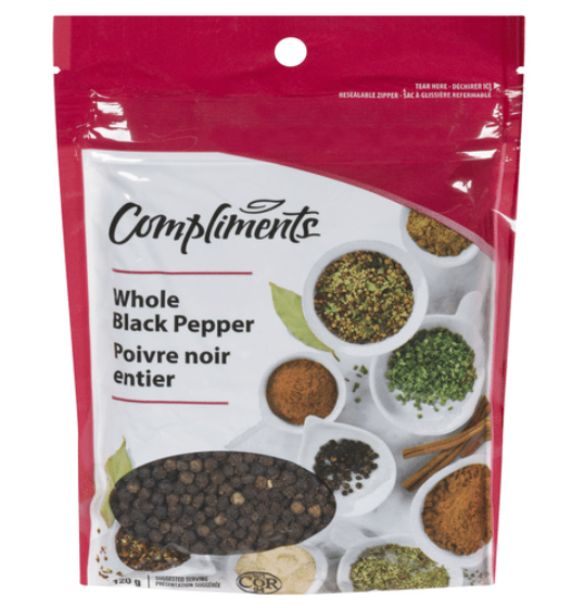 Compliments Whole Black Peppercorns - 120g