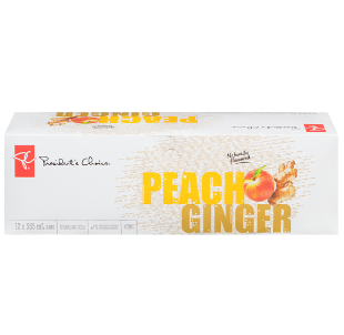 PC Peach Ginger Sparkling Soda 12x355ml +$1.20DEP