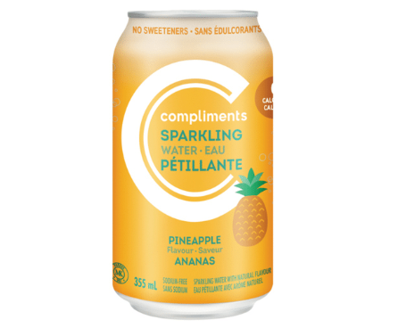 Compliments Pineapple Sparkling Water 12x355 ml +$1.20 Dep