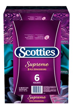 Scotties Supreme 3 Ply Facial Tissues 6 Boxes x 81 Tissues