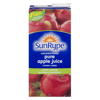 Sun Rype Pure Unsweetened Apple Juice - 1 L +$0.12 Dep